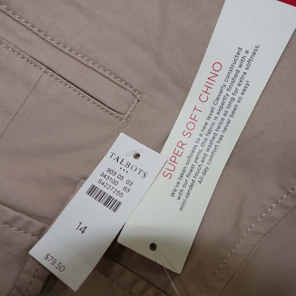 Talbots Women's The Weekend Chino Pants Size 14 NWT Beige Dachshund Dog Print - Picture 7 of 11